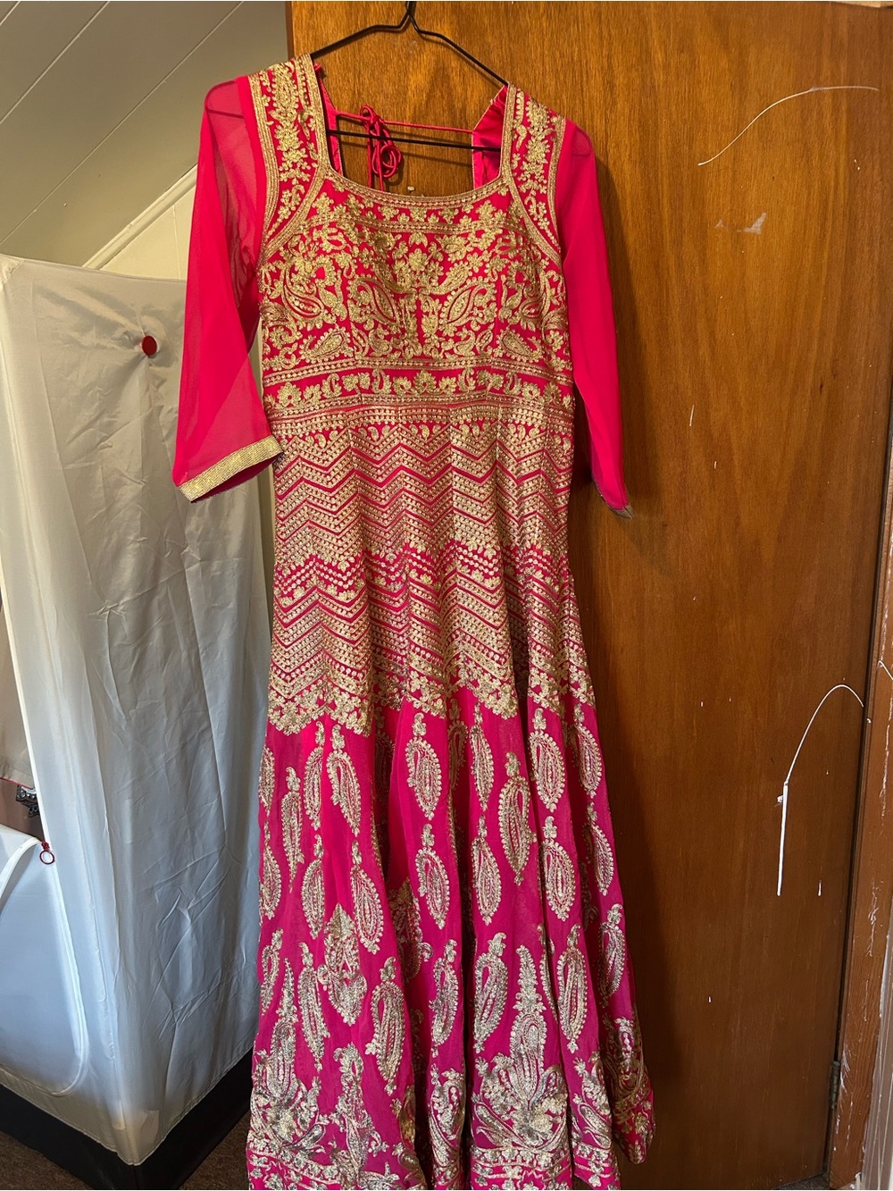 Elegant Pink Embroidered Women's Dress